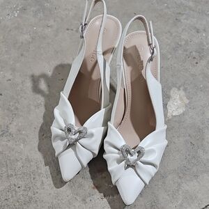 Wedding Elegant White Slingback Heels
